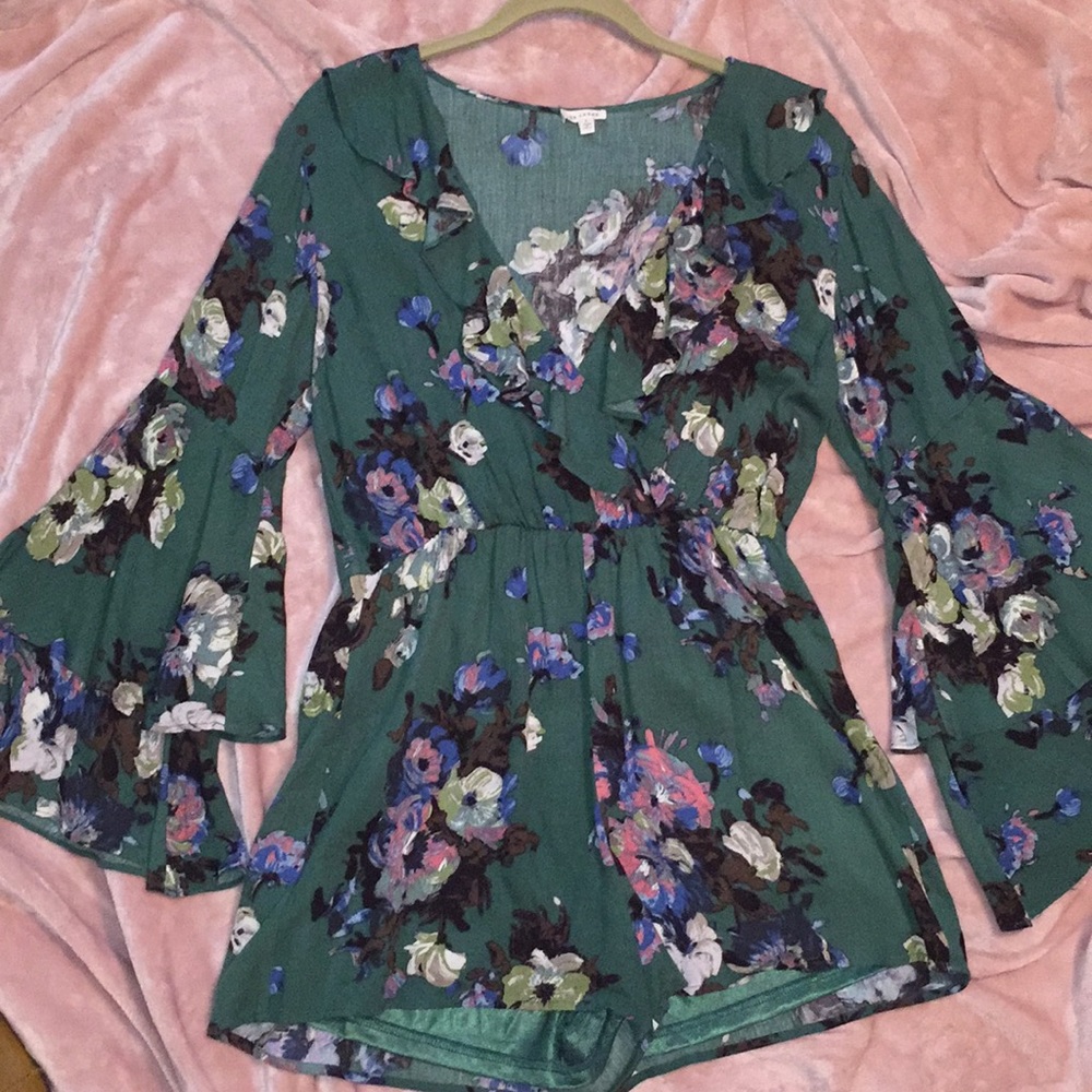 floral green romper